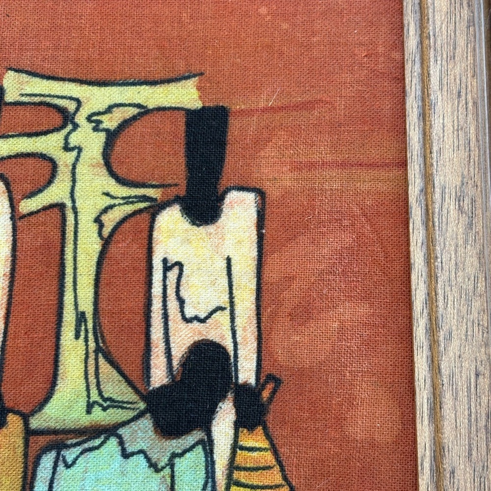 Vintage Signed Framed Abstract Batik Art on Fabric - Picture 4 of 8